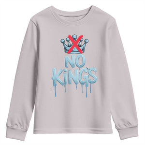 No Kings Abolish ICE Youth Sweatshirt Anti Authoritarian Protest TS12 Ice Gray Print Your Wear