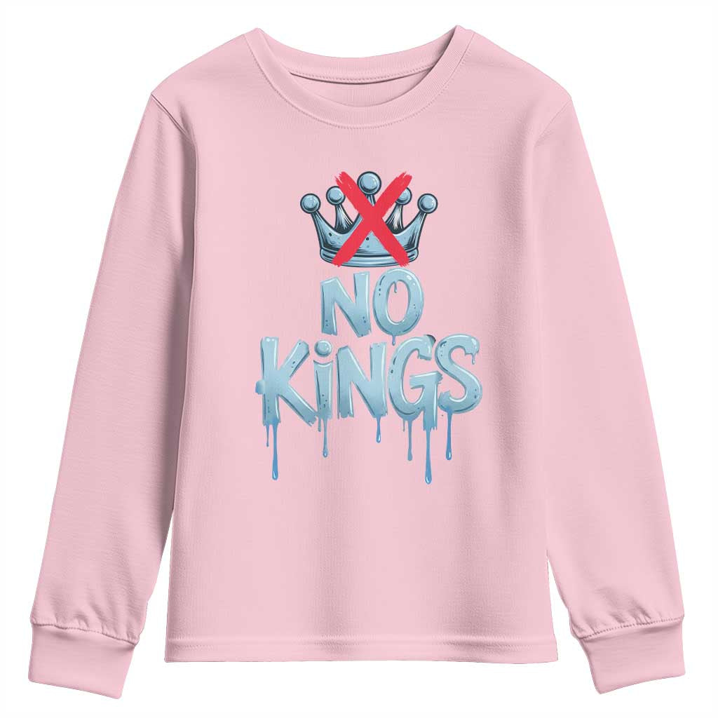 No Kings Abolish ICE Youth Sweatshirt Anti Authoritarian Protest TS12 Light Pink Print Your Wear