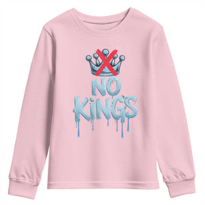 No Kings Abolish ICE Youth Sweatshirt Anti Authoritarian Protest TS12 Light Pink Print Your Wear