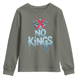 No Kings Abolish ICE Youth Sweatshirt Anti Authoritarian Protest TS12 Military Green Print Your Wear