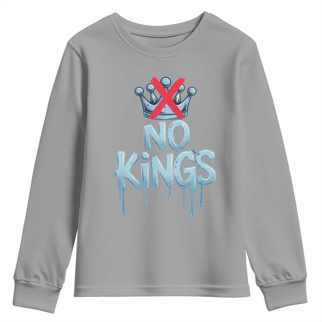 No Kings Abolish ICE Youth Sweatshirt Anti Authoritarian Protest TS12 Sport Gray Print Your Wear