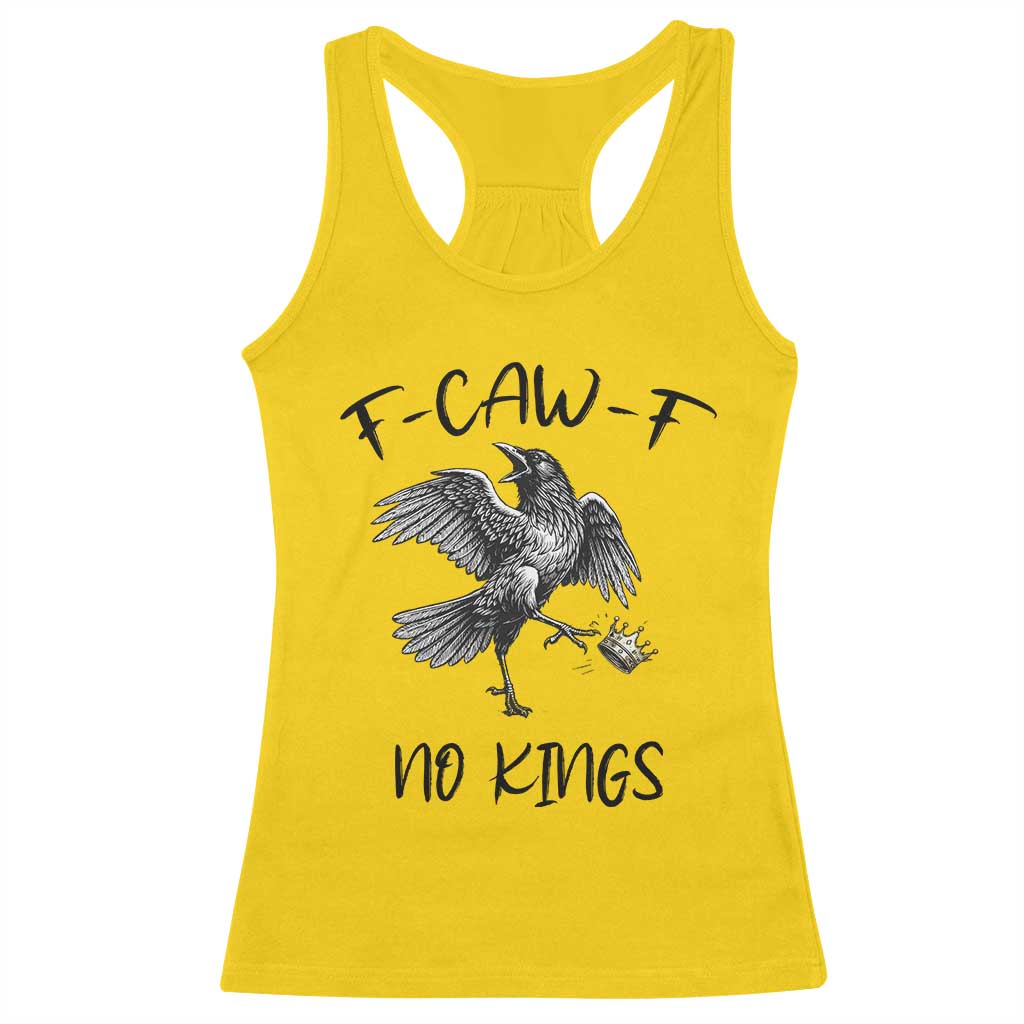 Funny Raven Kicking Crown No Kings Racerback Tank Top F Caw F TS12 Daisy Print Your Wear