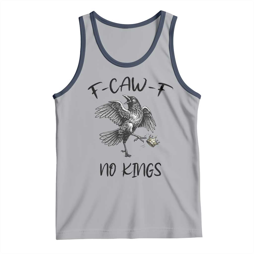 Funny Raven Kicking Crown No Kings Tank Top F Caw F TS12 Athletic Heather Navy Print Your Wear