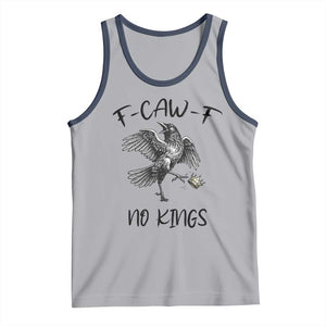 Funny Raven Kicking Crown No Kings Tank Top F Caw F TS12 Athletic Heather Navy Print Your Wear