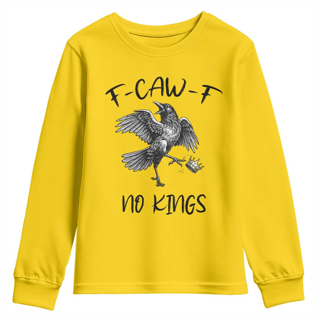 Funny Raven Kicking Crown No Kings Youth Sweatshirt F Caw F TS12 Daisy Print Your Wear