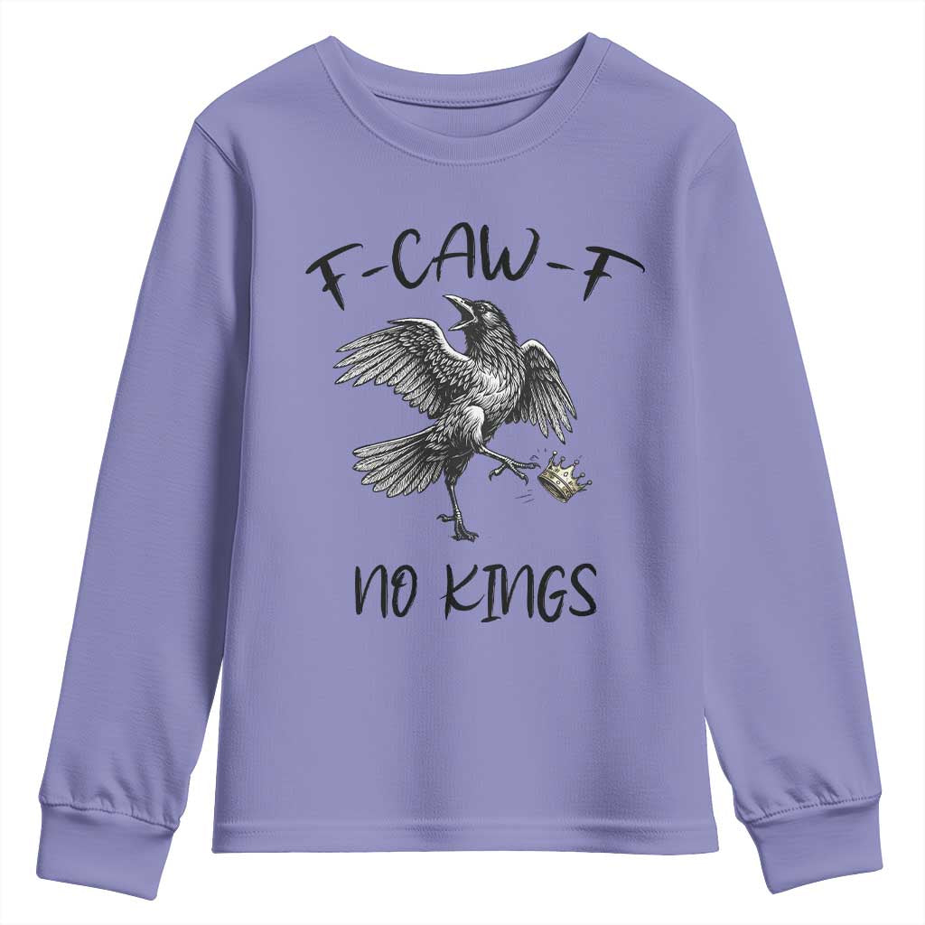 Funny Raven Kicking Crown No Kings Youth Sweatshirt F Caw F TS12 Violet Print Your Wear