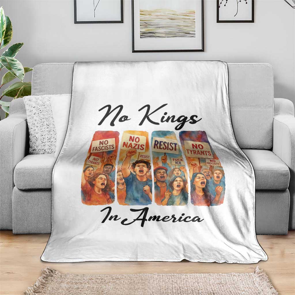 No Kings In America Throw Blanket American Anti Authoritarian Protest TS12 Print Your Wear
