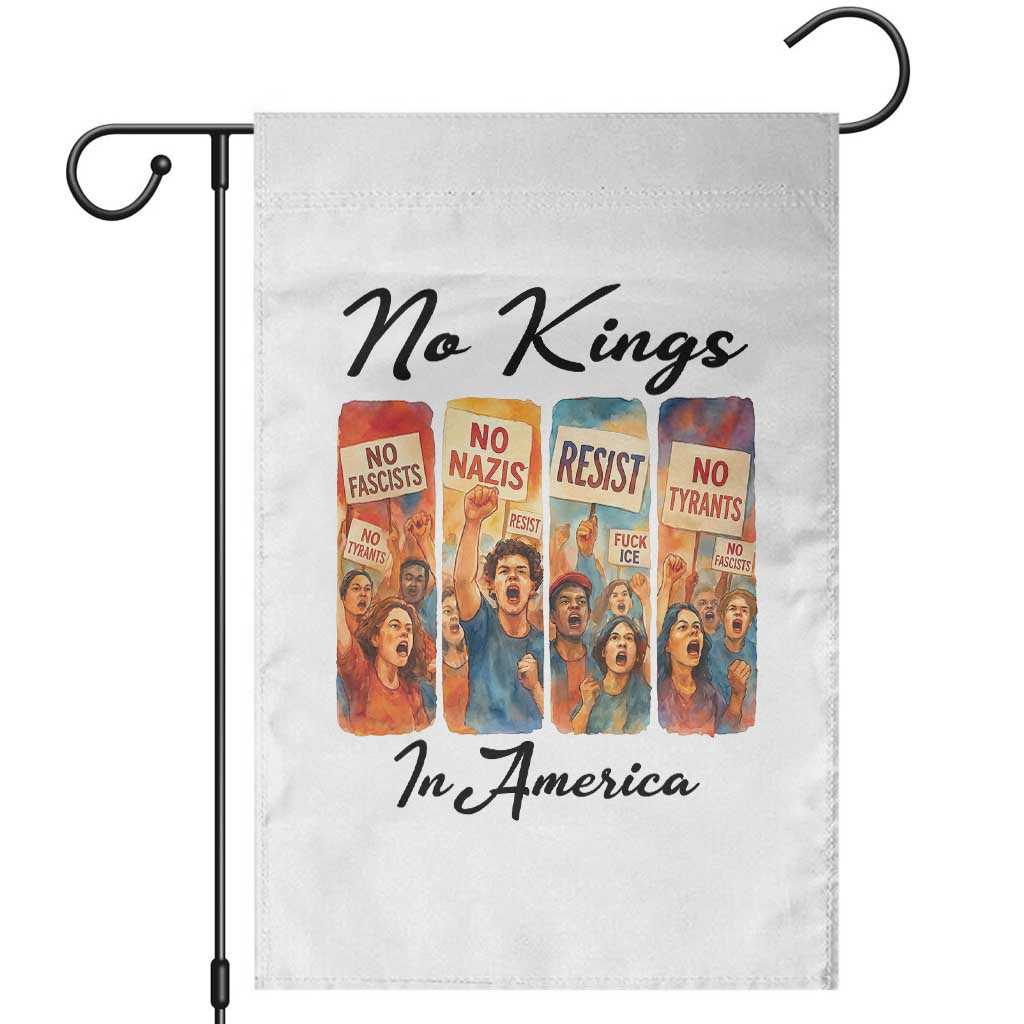 No Kings In America Garden Flag American Anti Authoritarian Protest TS12 White Print Your Wear