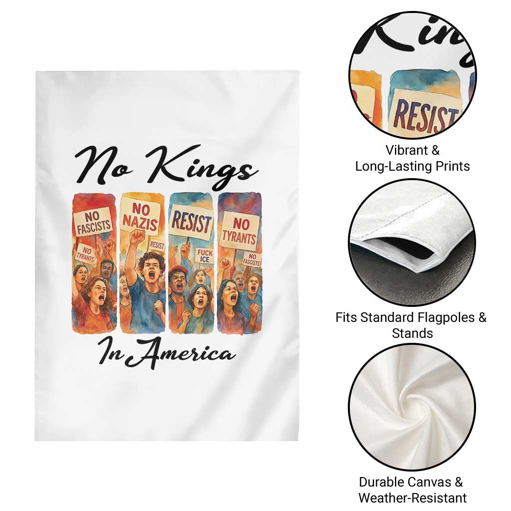 No Kings In America Garden Flag American Anti Authoritarian Protest TS12 Print Your Wear