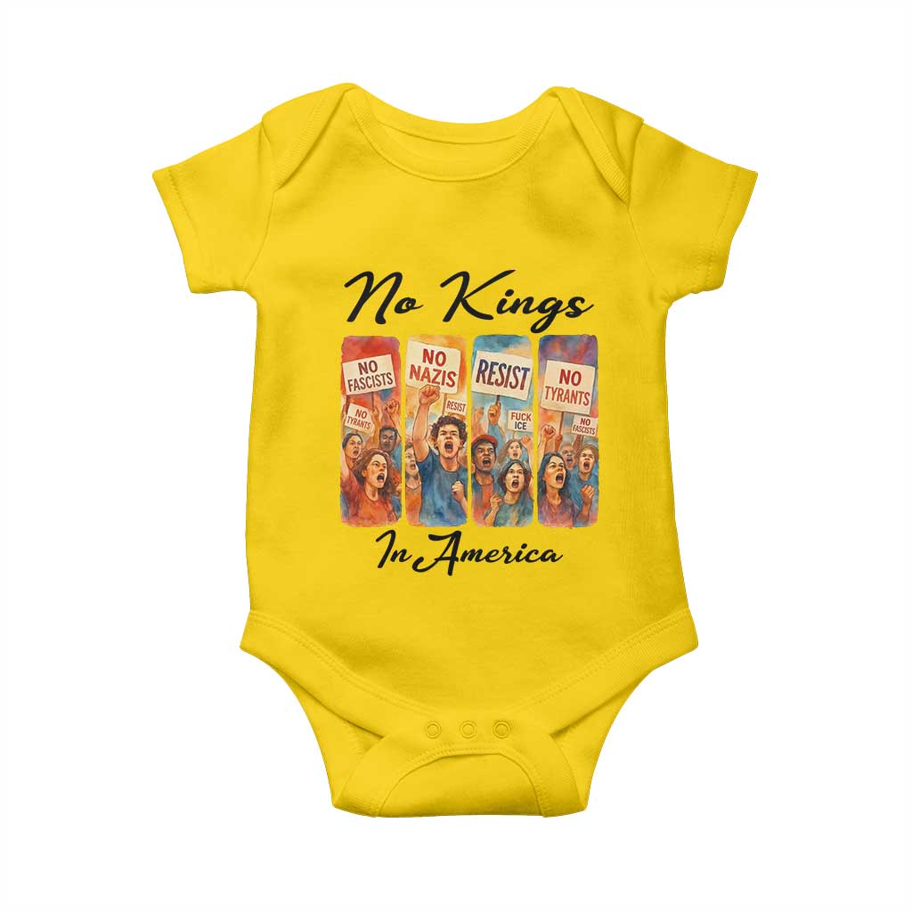 No Kings In America Baby Onesie American Anti Authoritarian Protest TS12 Daisy Print Your Wear
