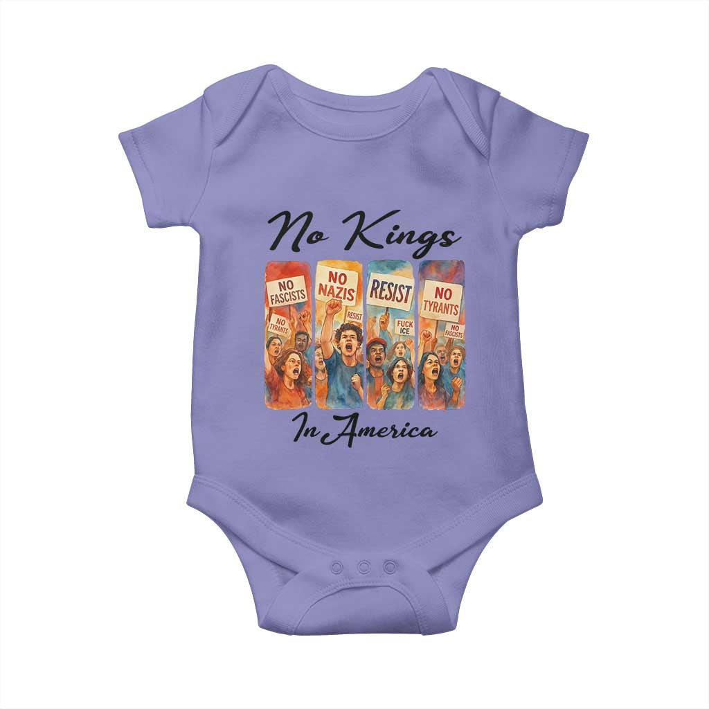 No Kings In America Baby Onesie American Anti Authoritarian Protest TS12 Violet Print Your Wear