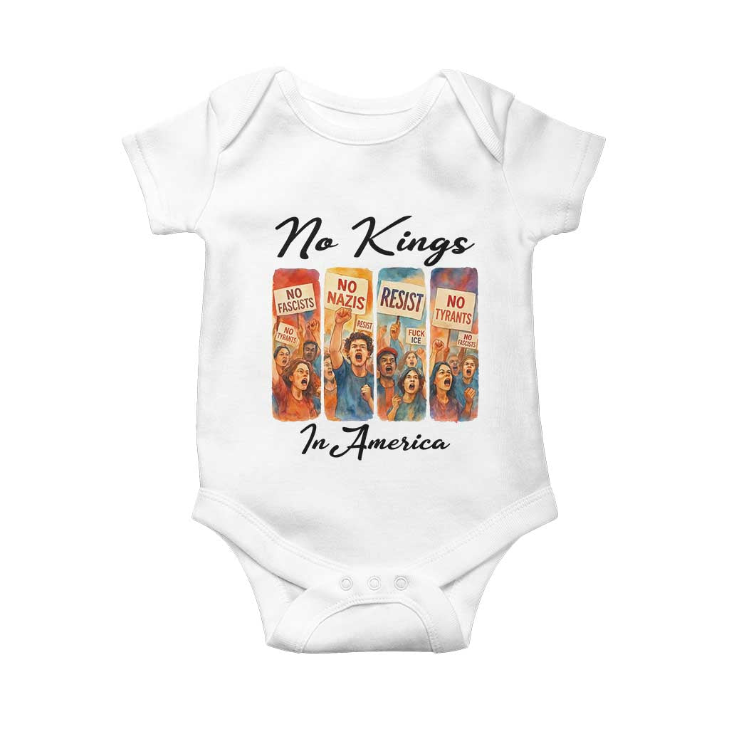 No Kings In America Baby Onesie American Anti Authoritarian Protest TS12 White Print Your Wear