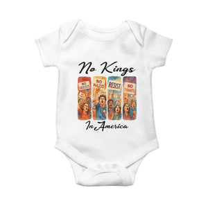 No Kings In America Baby Onesie American Anti Authoritarian Protest TS12 White Print Your Wear