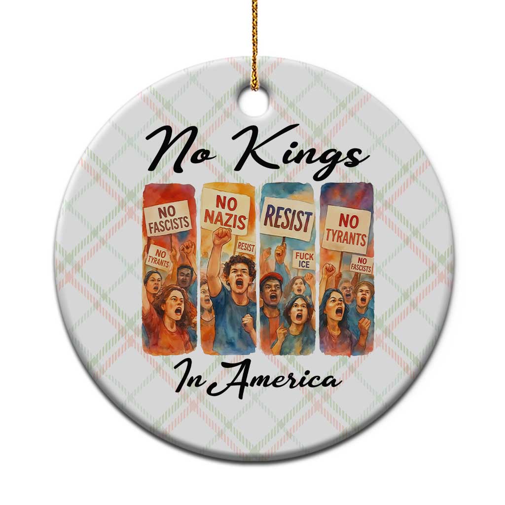 No Kings In America Ceramic Ornament American Anti Authoritarian Protest TS12 1pc Christmas Plaid Print Your Wear