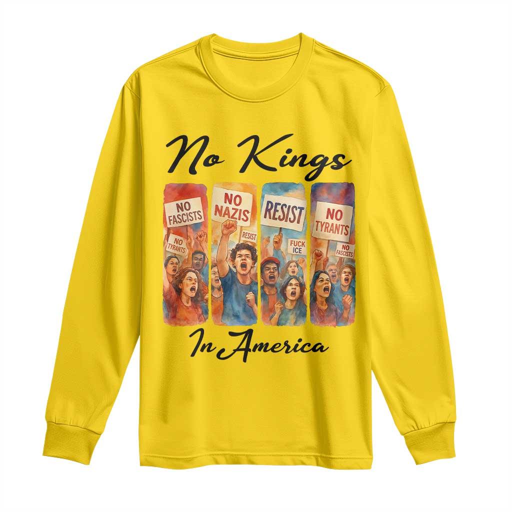 No Kings In America Long Sleeve Shirt American Anti Authoritarian Protest TS12 Daisy Print Your Wear