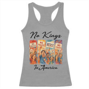No Kings In America Racerback Tank Top American Anti Authoritarian Protest TS12 Sport Gray Print Your Wear