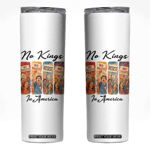No Kings In America Skinny Tumbler American Anti Authoritarian Protest TS12 White Print Your Wear