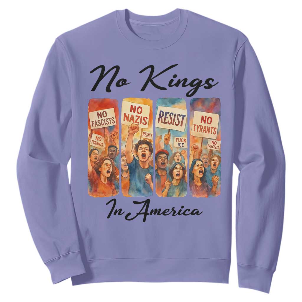No Kings In America Sweatshirt American Anti Authoritarian Protest TS12 Violet Print Your Wear