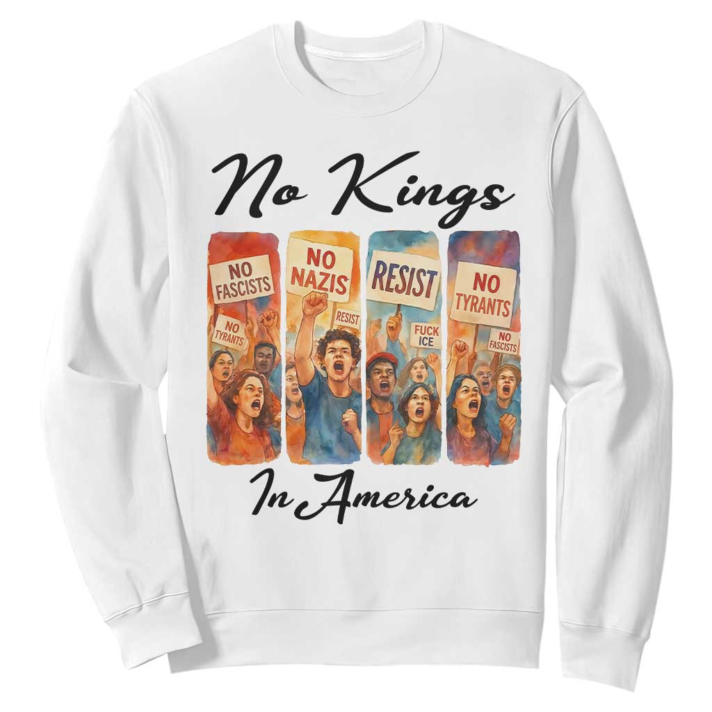 No Kings In America Sweatshirt American Anti Authoritarian Protest TS12 White Print Your Wear