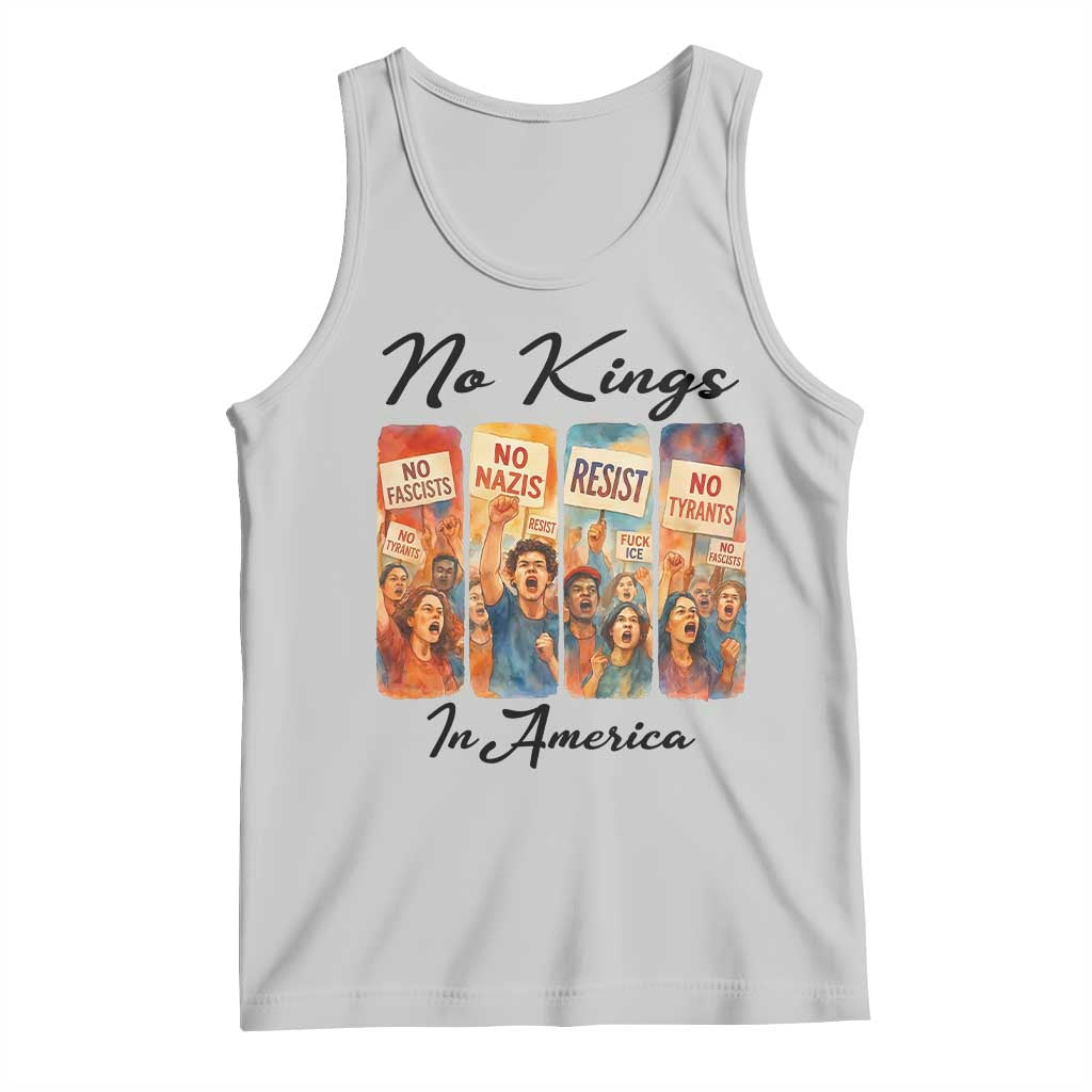 No Kings In America Tank Top American Anti Authoritarian Protest TS12 Ash Print Your Wear