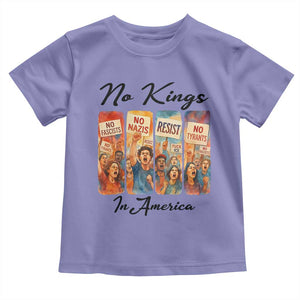 No Kings In America Toddler T Shirt American Anti Authoritarian Protest TS12 Violet Print Your Wear