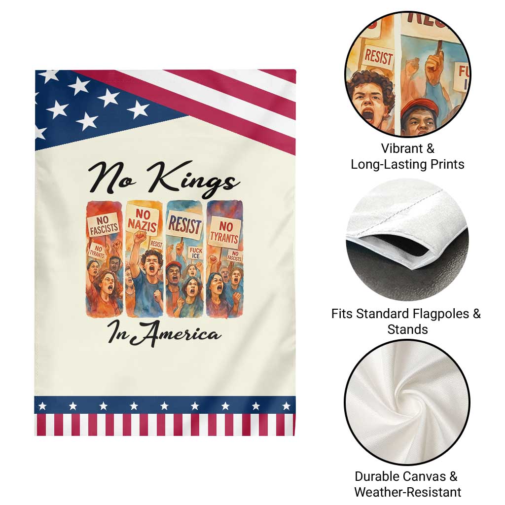 No Kings In America Garden Flag American Anti Authoritarian Protest TS12 Print Your Wear