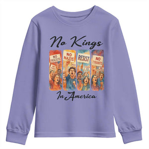 No Kings In America Youth Sweatshirt American Anti Authoritarian Protest TS12 Violet Print Your Wear
