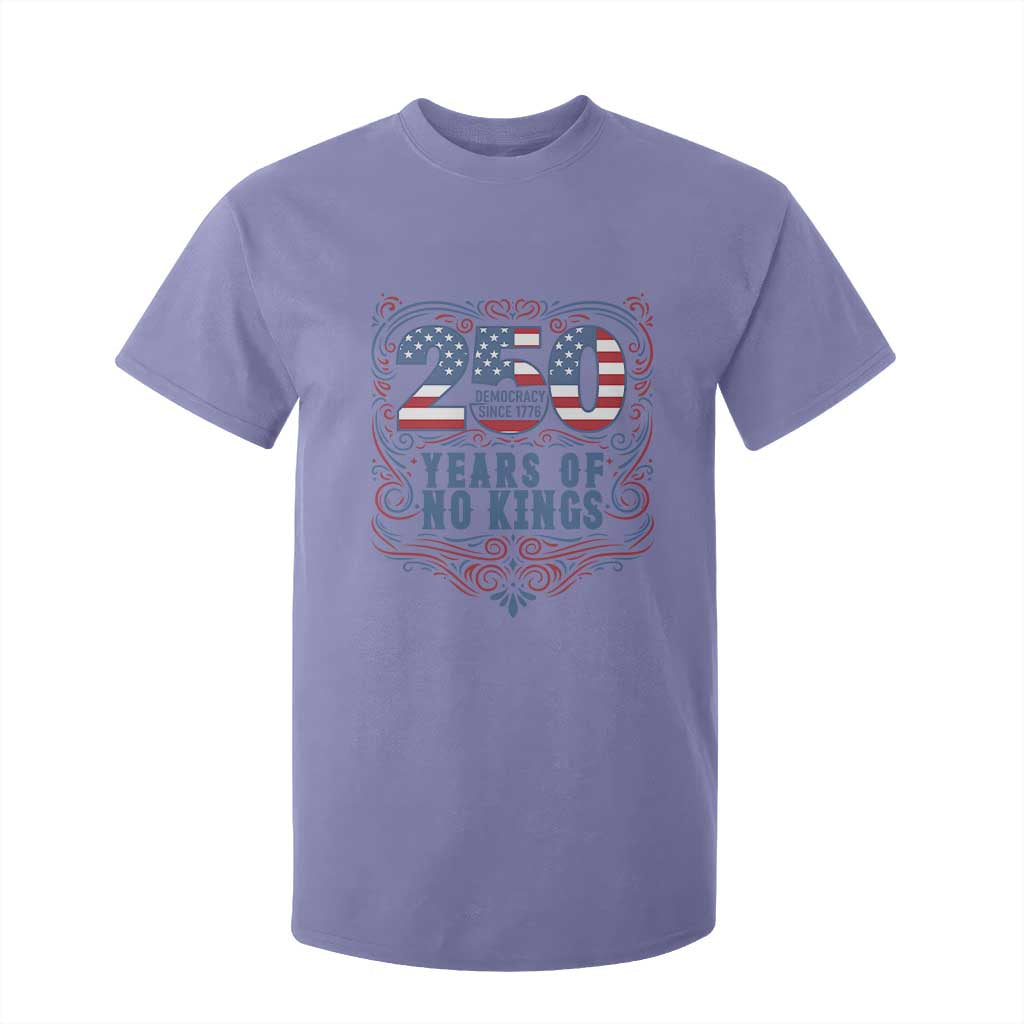 250 Years Of No Kings T Shirt For Kid American Freedom Protest TS12 Violet Print Your Wear
