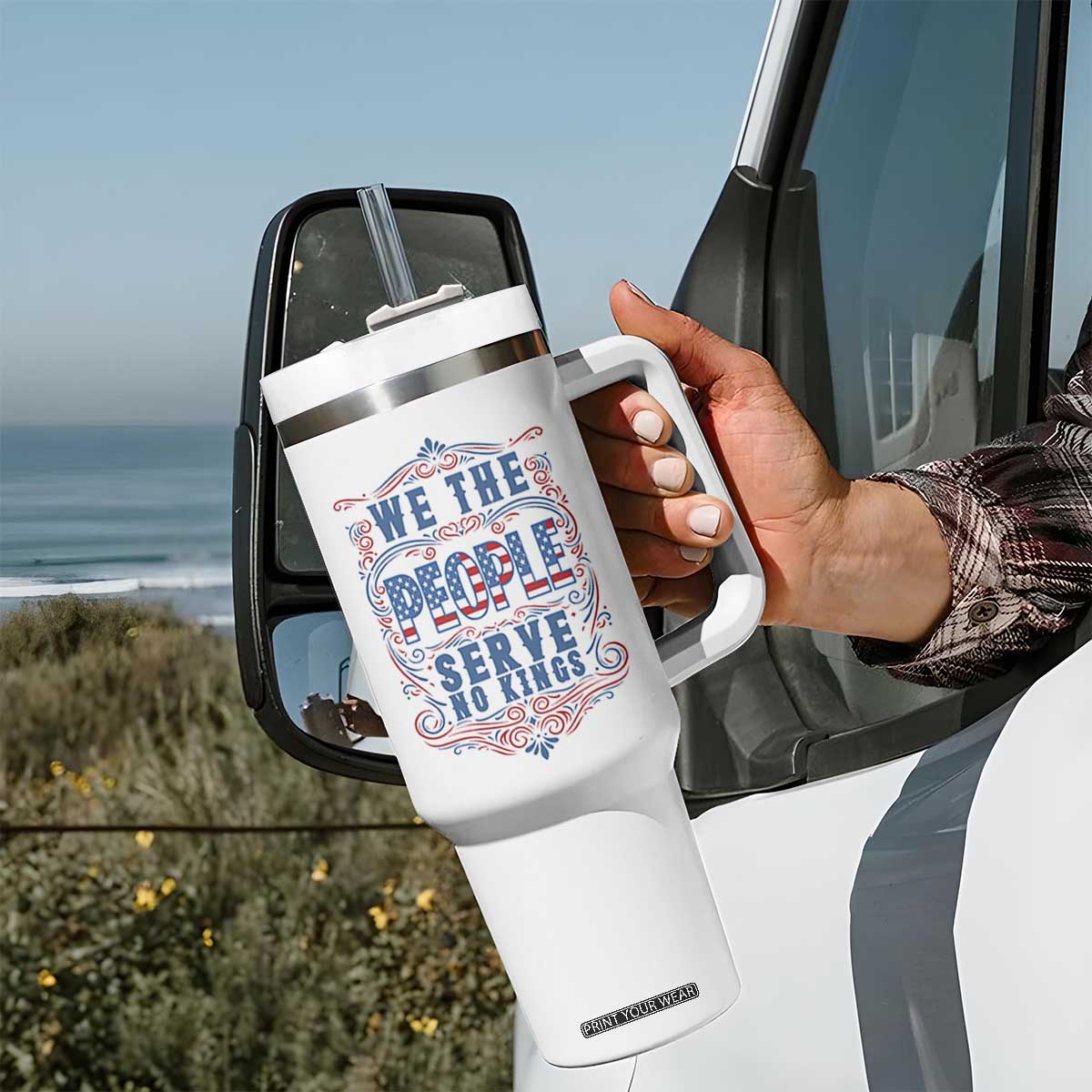 We The People Serve No Kings Tumbler With Handle American Patriot Freedom Gift TS12 Print Your Wear