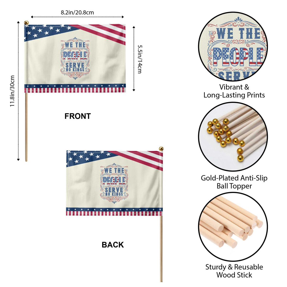 We The People Serve No Kings Patriotic Handheld Flag American Patriot Freedom Gift TS12 Print Your Wear