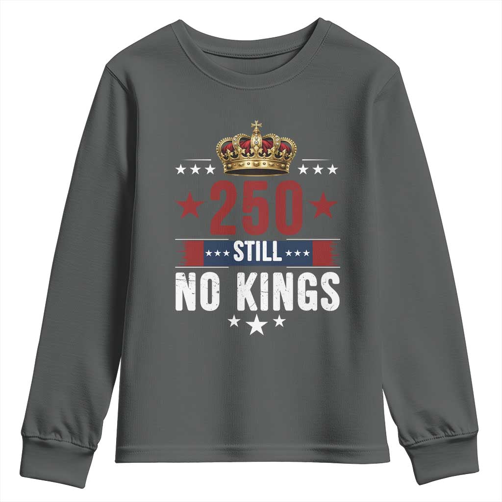 250 Still No Kings Youth Sweatshirt American Patriot Freedom TS12 Dark Heather Print Your Wear