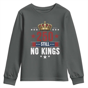 250 Still No Kings Youth Sweatshirt American Patriot Freedom TS12 Dark Heather Print Your Wear