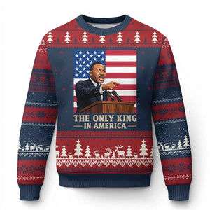 The Only King In America Ugly Christmas Sweater Honoring Martin Luther King Jr TS12 Navy Red Print Your Wear
