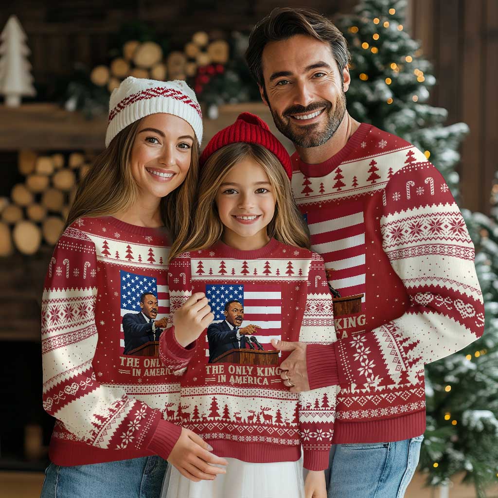 The Only King In America Ugly Christmas Sweater Honoring Martin Luther King Jr TS12 Red Beige Print Your Wear