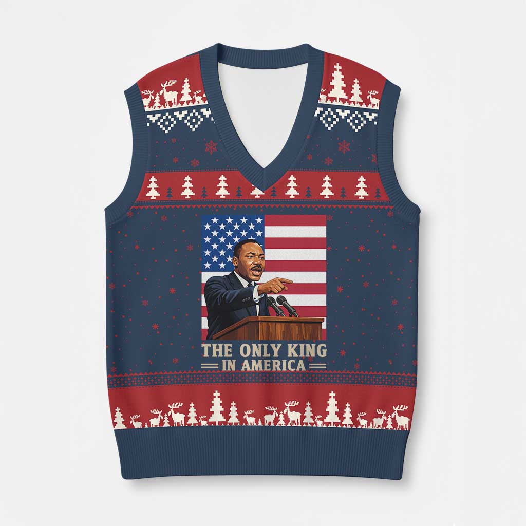 The Only King In America V-Neck Knit Sweater Vest Honoring Martin Luther King Jr
