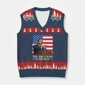 The Only King In America V-Neck Knit Sweater Vest Honoring Martin Luther King Jr TS12 Navy Red Print Your Wear