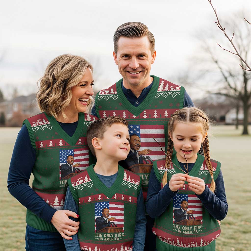 The Only King In America V-Neck Knit Sweater Vest Honoring Martin Luther King Jr TS12 Red Green Print Your Wear
