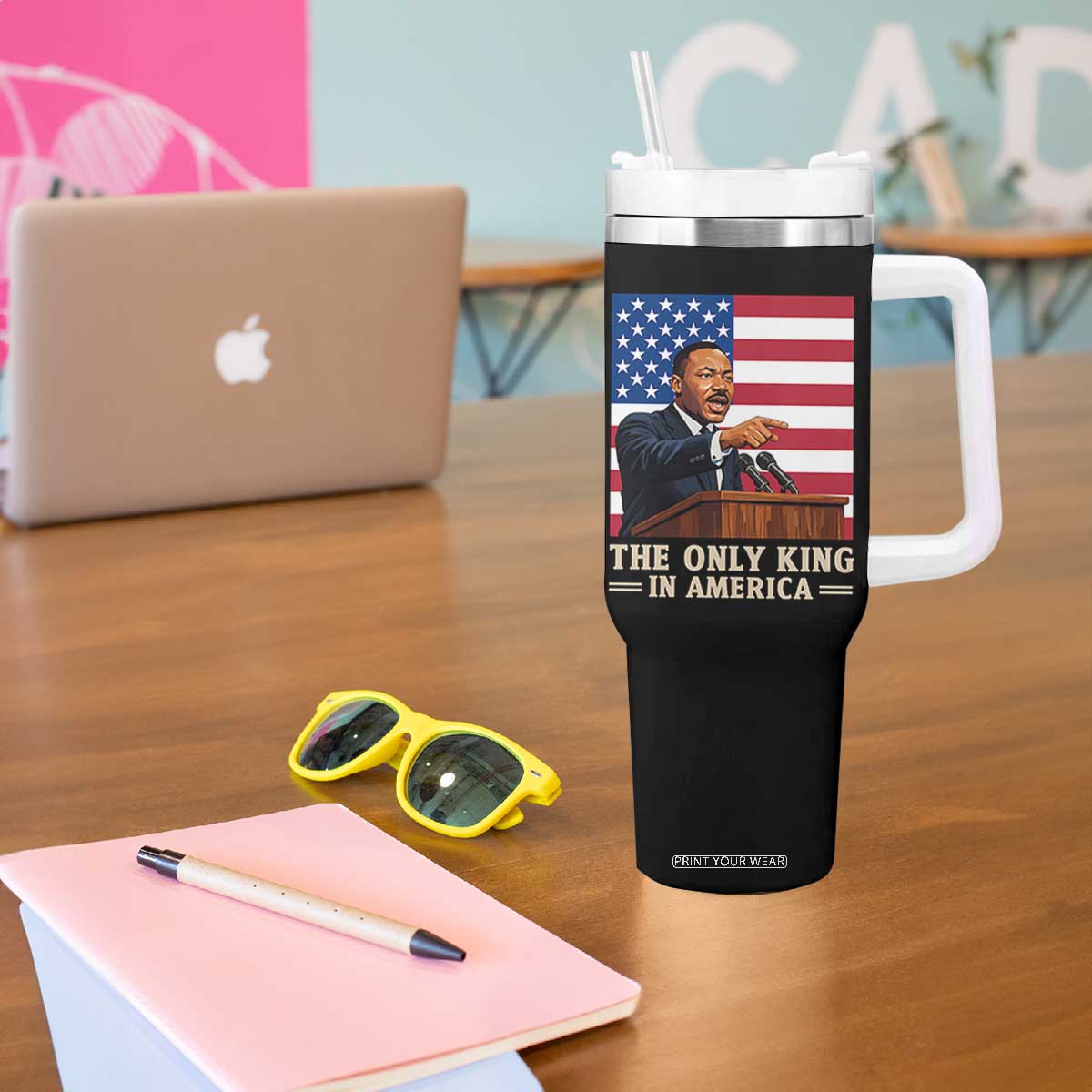The Only King In America Tumbler With Handle Honoring Martin Luther King Jr TS12 Print Your Wear