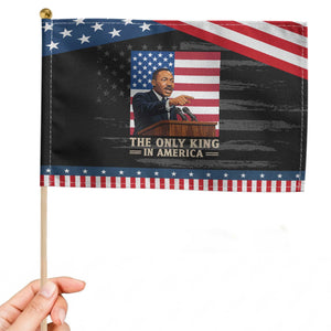 The Only King In America Patriotic Handheld Flag Honoring Martin Luther King Jr TS12 Distressed 8.2" × 5.5" Black Blue Print Your Wear