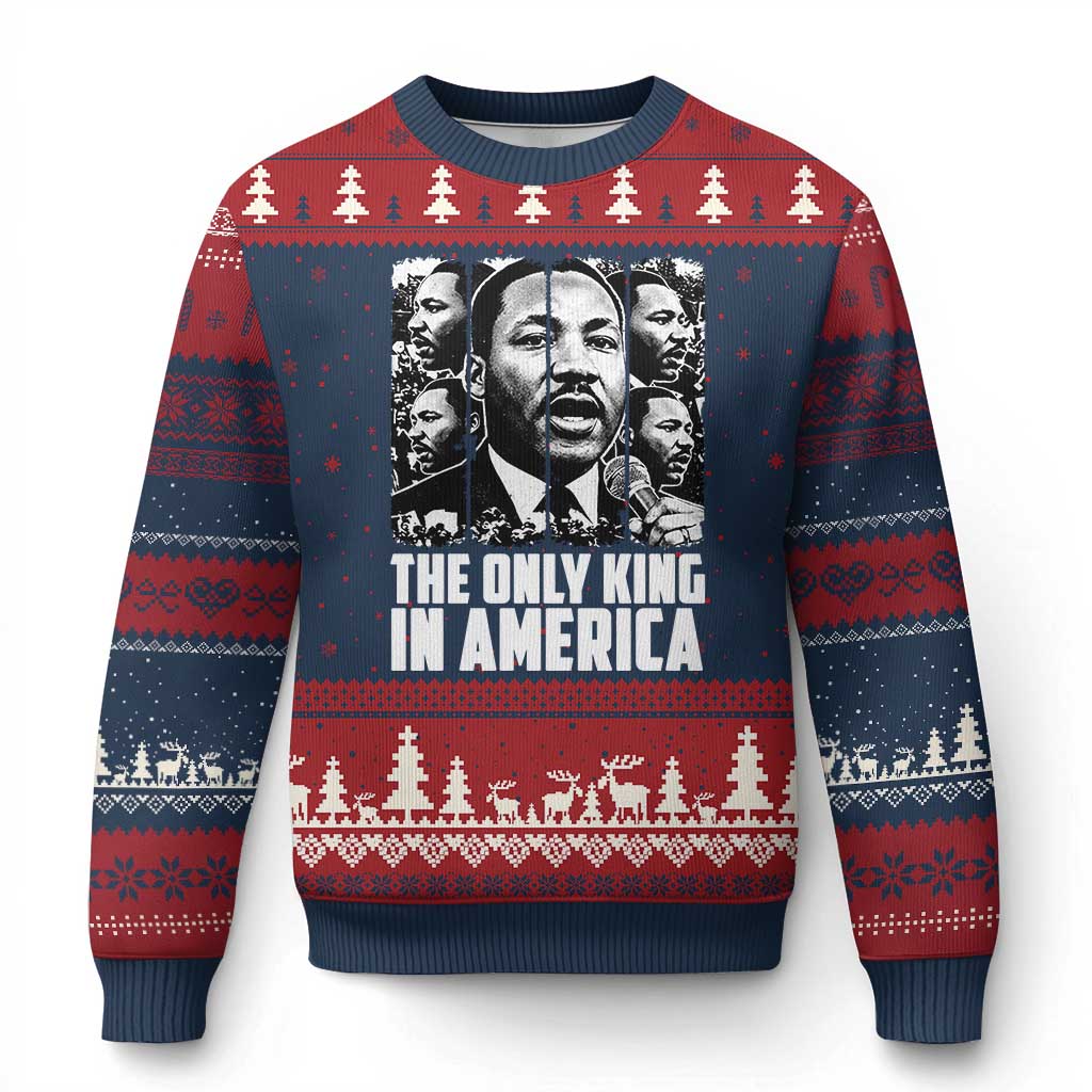 Legacy Of Martin Luther King Jr Ugly Christmas Sweater The Only King In America TS12 Navy Red Print Your Wear