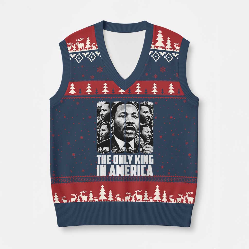 Legacy Of Martin Luther King Jr V-Neck Knit Sweater Vest The Only King In America TS12 Navy Red Print Your Wear