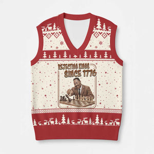 Martin Luther King V-Neck Knit Sweater Vest Rejecting Kings Since 1776 TS12 Beige Red Print Your Wear