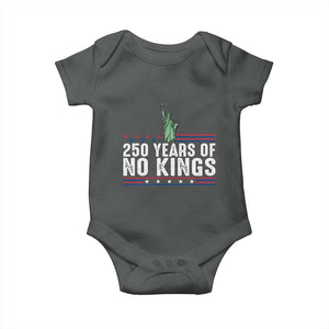 250 Years Of No Kings Baby Onesie Statue Of Liberty Freedom Protest TS12 Dark Heather Print Your Wear