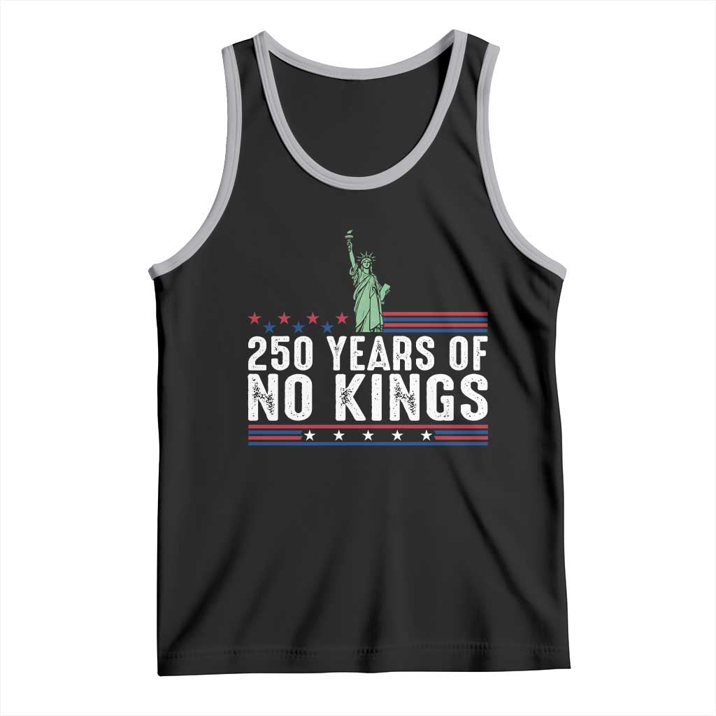 250 Years Of No Kings Tank Top Statue Of Liberty Freedom Protest TS12 Black Athletic Heather Print Your Wear