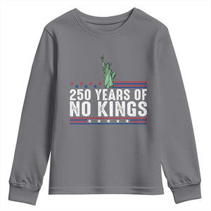 250 Years Of No Kings Youth Sweatshirt Statue Of Liberty Freedom Protest TS12 Charcoal Print Your Wear