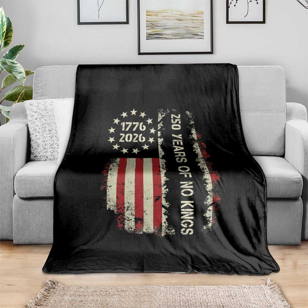 250 Years Of No Kings Throw Blanket Vintage American Flag TS12 Print Your Wear