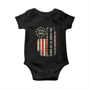 250 Years Of No Kings Baby Onesie Vintage American Flag TS12 Black Print Your Wear