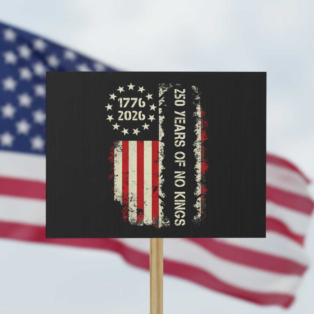 250 Years Of No Kings Protest Sign Vintage American Flag TS12 Horizontal 18
