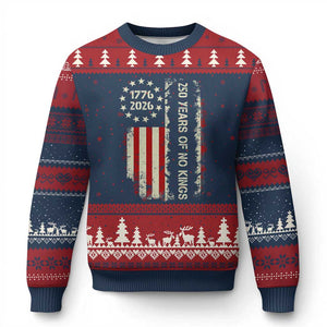 250 Years Of No Kings Ugly Christmas Sweater Vintage American Flag TS12 Navy Red Print Your Wear