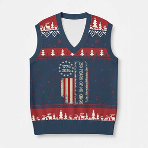 250 Years Of No Kings V-Neck Knit Sweater Vest Vintage American Flag TS12 Navy Red Print Your Wear